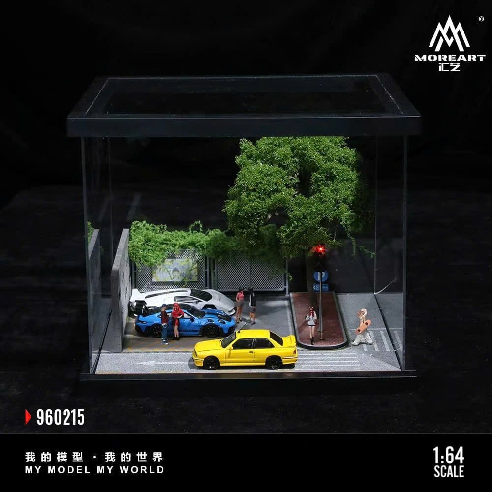  Hộp trưng bày mô phỏng công viên có hàng rào - đèn giao thông hộp mica Street Scene Assembly Series 15 22cm x 19.5cm x 15.5cm tỉ lệ 1:64 MoreArt MO960215 