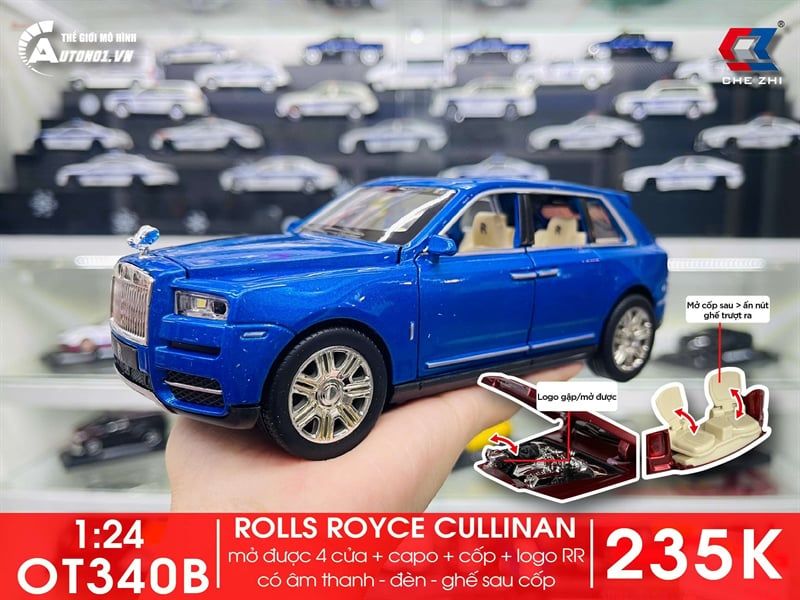 Xe ô tô mô hình bằng hợp kim và nhựa RR Cullinan tỉ lệ 1:24 Chezhi OT340 