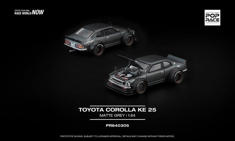  Mô hình xe Toyota Corolla KE25 - Matte Grey tỉ lệ 1:64 Pop Race PR640305 