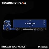  Mô hình xe tải container Mercedes Benz Actros CMA CGM blue tỉ lệ 1:64 Time micro x Perka TM646745 