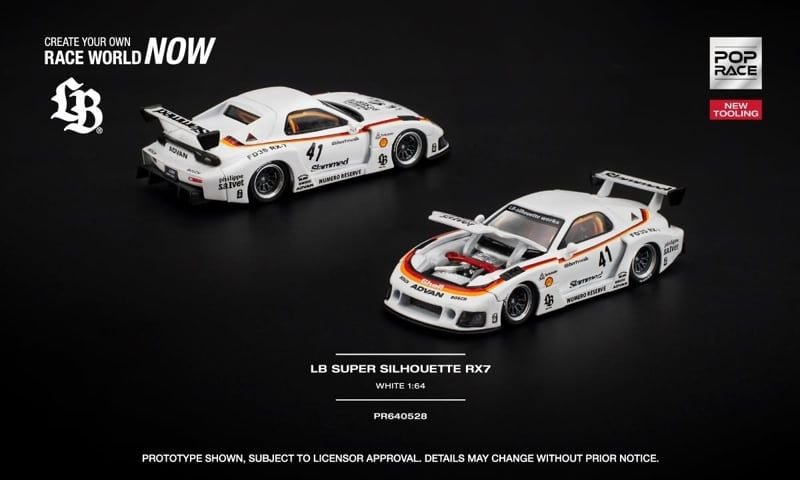  Mô hình xe Mazda LB Super Silhouette RX7 (FD3S) tỉ lệ 1:64 Pop Race PR640528 