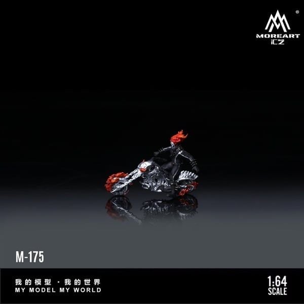  Mô hình nhân vật và mô tô ma tốc độ Skeleton Knight Motorcycle Doll Red Magic Edition tỉ lệ 1:64 More Art MO222175 