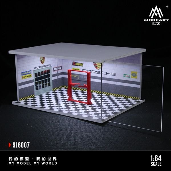  Mô hình trưng bày mô phỏng Car Repair Shop Porsche tỉ lệ 1:64 More Art MO916007 