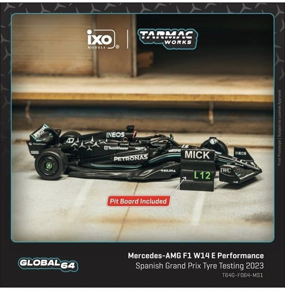  Mô hình xe Mercedes-AMG F1 W14 E Performance Spanish Grand Prix Tyre Testing 2023 tỉ lệ 1:64 Tarmac Works T64G-F064-MS1 