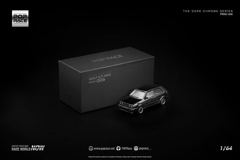  Mô hình xe Volkswagen Golf Gti MK2 Dark Chrome tỉ lệ 1:64 Poprace PRDC006 