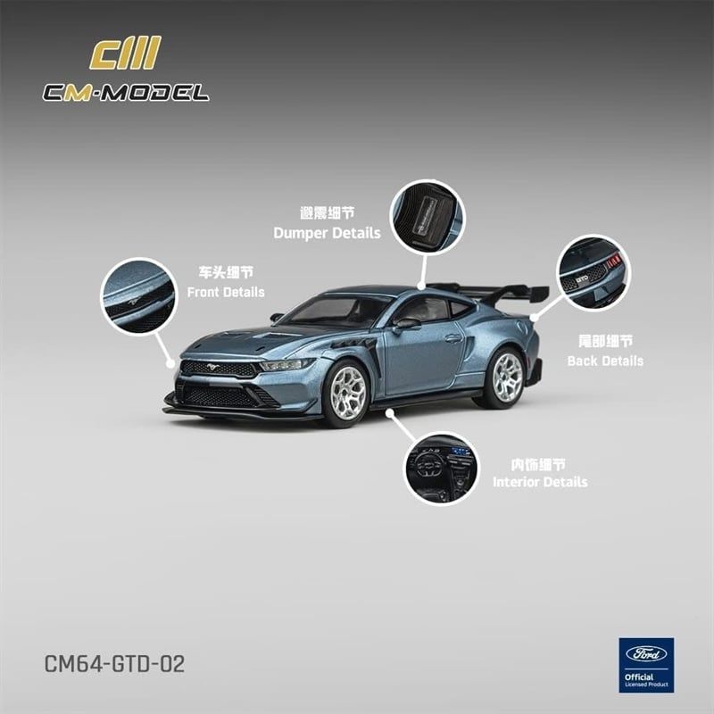  Mô hình xe Ford Mustang GTD Indulgent Blue tỉ lệ 1:64 CM Model CM64-GTD-02 