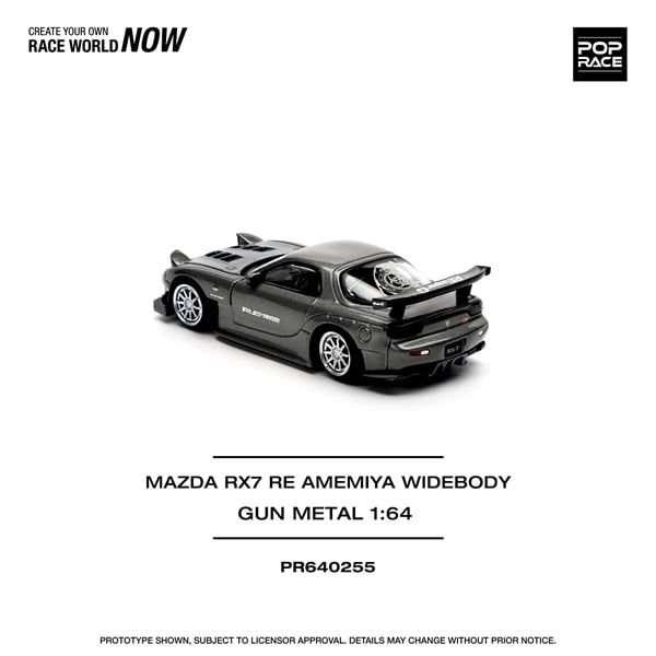  [Hàng Loose] Mô hình xe ô tô Mazda RX-7 Re-Amemiya - Gun metal tỉ lệ 1:64 Pop Race PR640255 