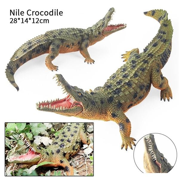  Mô hình động vật cá sấu sông Nile Crocodile green kích thước 12cm bằng nhựa JZD087 