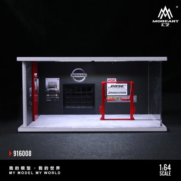  Mô hình trưng bày mô phỏng Car Repair Shop Nissan tỉ lệ 1:64 More Art MO916008 