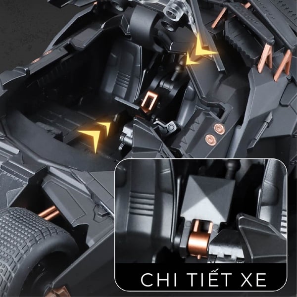  Mô hình xe Batman Batmobile The Dark Knight Tumbler phun khói - có đèn - âm thanh tỉ lệ 1:24 Alloy Model C0211006C OT24088 