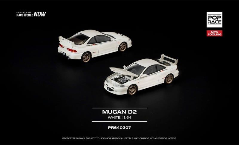  Mô hình xe Mugen DC2 White New Tooling tỉ lệ 1:64 Pop Race PR640307 