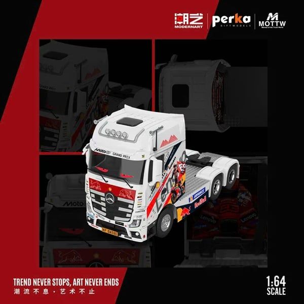  Mô hình xe Mercedes-Benz trailer head model a realistic alloy car model tỉ lệ 1:64 ChaoYi MD and Perka MD646747 