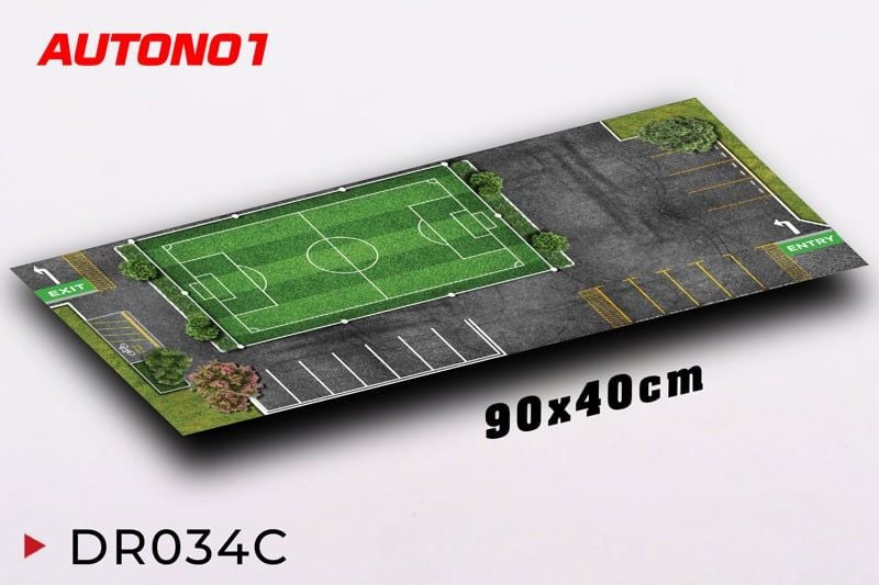  Phụ kiện thảm sa bàn chống trượt mô phỏng diorama bãi đỗ xe có sân bóng kích thước 90x40 cho mô hình xe 1:64 Autono1 PT034 
