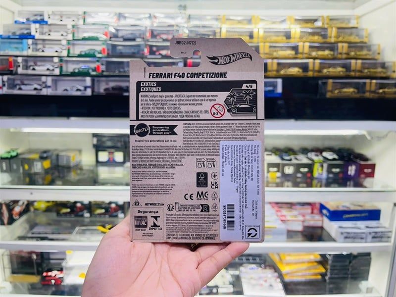  Mô hình xe Ferrari F40 Competizione Yellow Hotwheels kim loại có bản quyền chính hãng tỉ lệ 1:64 C4982-FE 