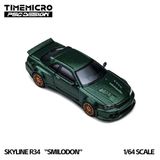  Mô hình xe Nissan R34 “Smilodon” Dark Green tỉ lệ 1:64 TimeMicro × PSC DESIGN TM648406 