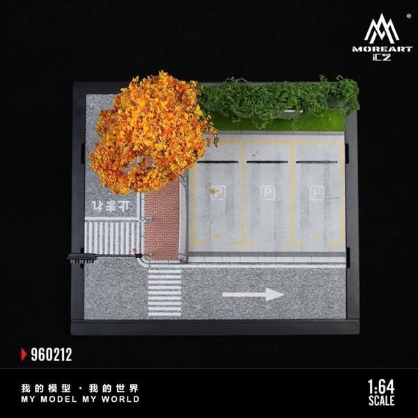  Hộp trưng bày mô phỏng bãi đỗ xe đường phố hộp mica có đèn kích thước 22x19.5x15.5cm tỉ lệ 1:64 More Art MO960211 