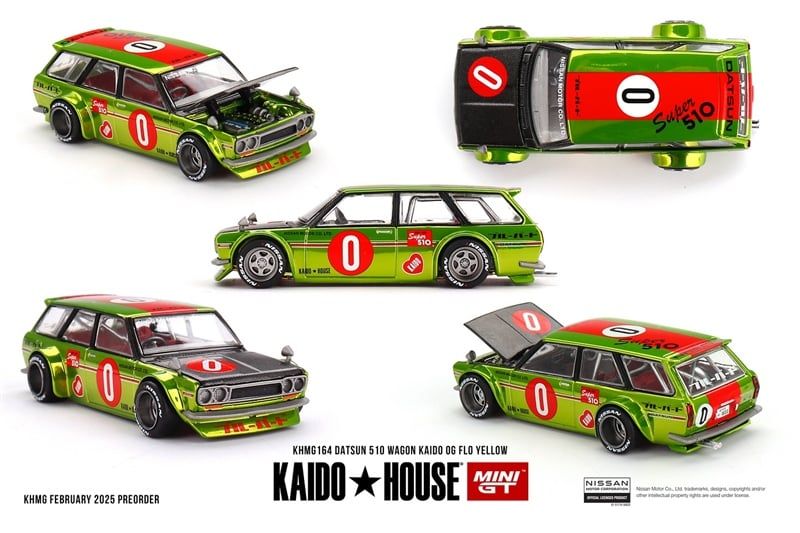  [Hàng loose] Mô hình xe DATSUN 510 WAGON KAIDO 0G FLO YELLOW tỉ lệ 1:64 Kaido House KHMG164 