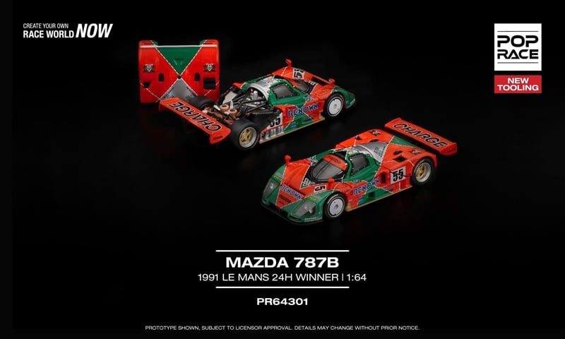  Mô hình xe đua Mazda 787B Renown winner #55 24 Heures Du mans 1991 mở được nắp máy tỉ lệ 1:64 Poprace PR64301 