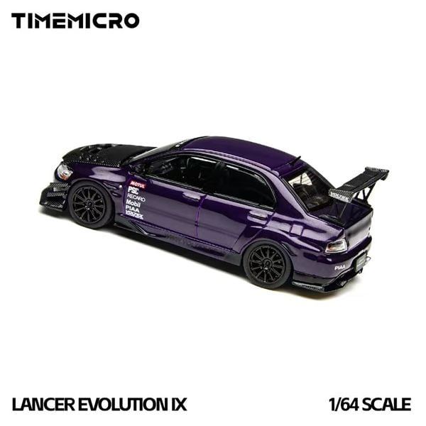  Mô hình xe Mitsubishi Evo Lancer Evolution IX Metallic Purple tỉ lệ 1:64 Time micro TM800214 