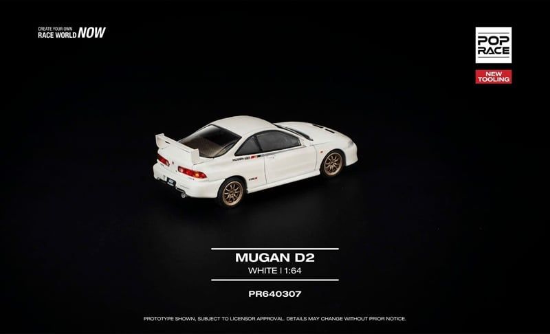  Mô hình xe Mugen DC2 White New Tooling tỉ lệ 1:64 Pop Race PR640307 
