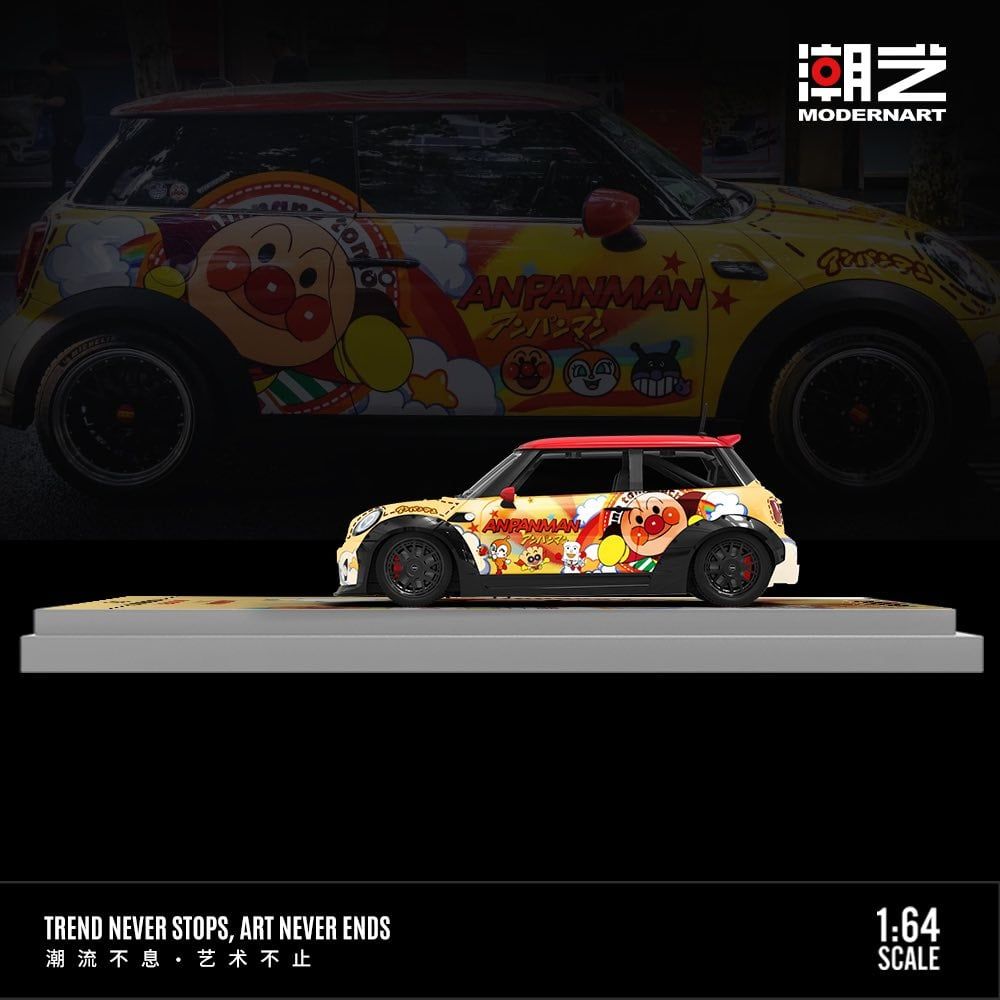  Mô hình xe Mini Cooper custom Anpanman Bread Superman Painting limited 999pcs tỉ lệ 1:64 ModernArt MD643643 