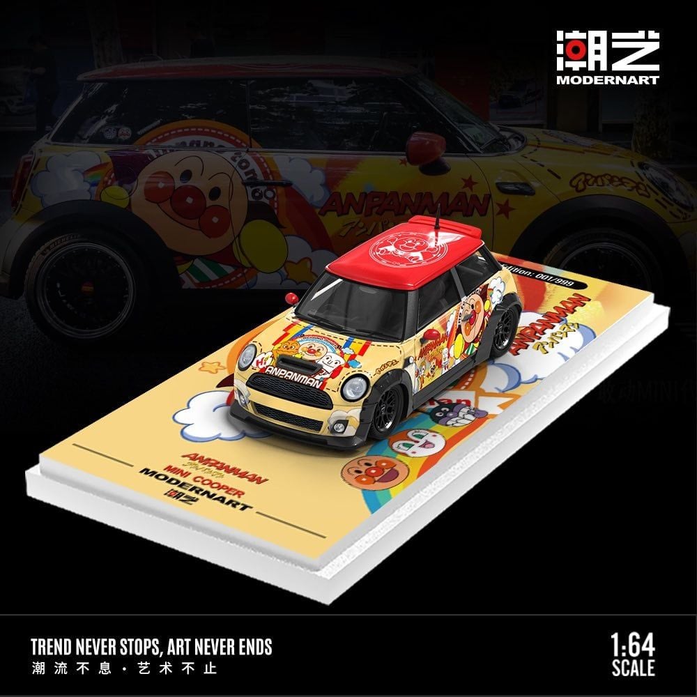  Mô hình xe Mini Cooper custom Anpanman Bread Superman Painting limited 999pcs tỉ lệ 1:64 ModernArt MD643643 