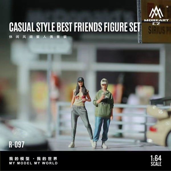  Set mô hình 2 nhân vật nữ Casual Best Friends Doll Set Realistic Resin tỉ lệ 1:64 MoreArt MO223097 