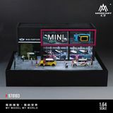  Hộp trưng bày mô phỏng showroom Mini Cooper có tầng - mica - đèn kích thước 33.7cm x23.7cm x 16cm tỉ lệ 1:64 MoreArt MO97103 