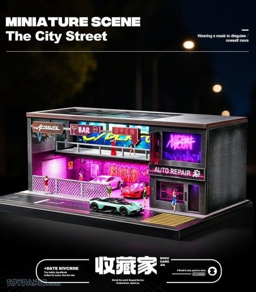  Hộp trưng bày mô phỏng bãi đậu xe phong cách CYBERPUNK 35x23.5x5.8 tỉ lệ 1:64 SHOU CANG JIA SCJ82062 