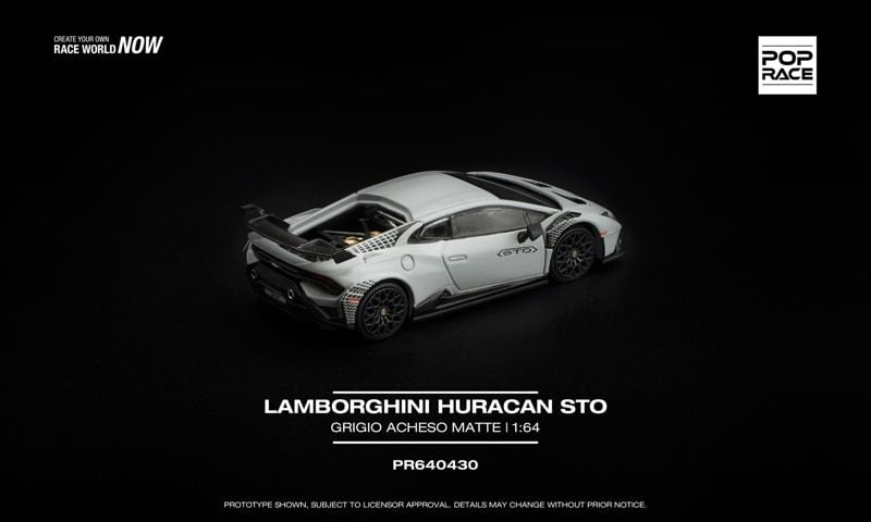  Mô hình xe Lamborghini Huracan Sto - Grigio Acheso Matte tỉ lệ 1:64 Pop Race PR640430 