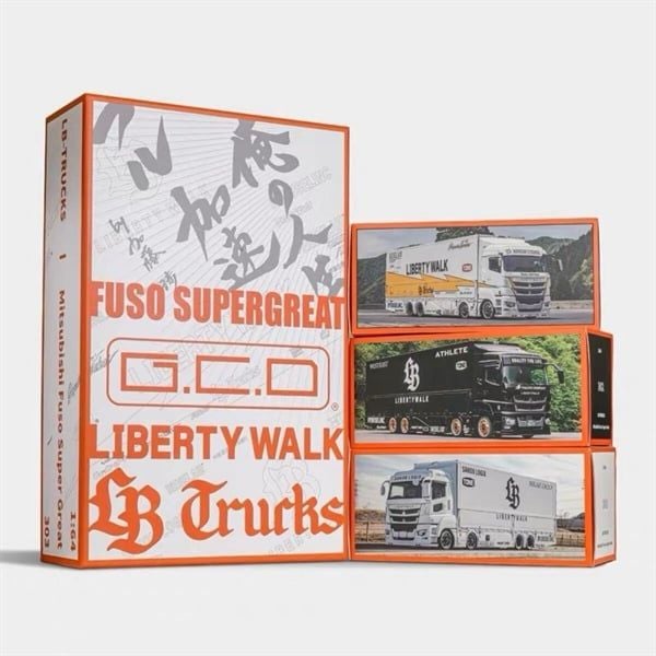  Mô hình xe Mitsubishi Fuso Super Great Lbwk Truck Set Of 3 tỉ lệ 1:64 GCD Model OT64474 