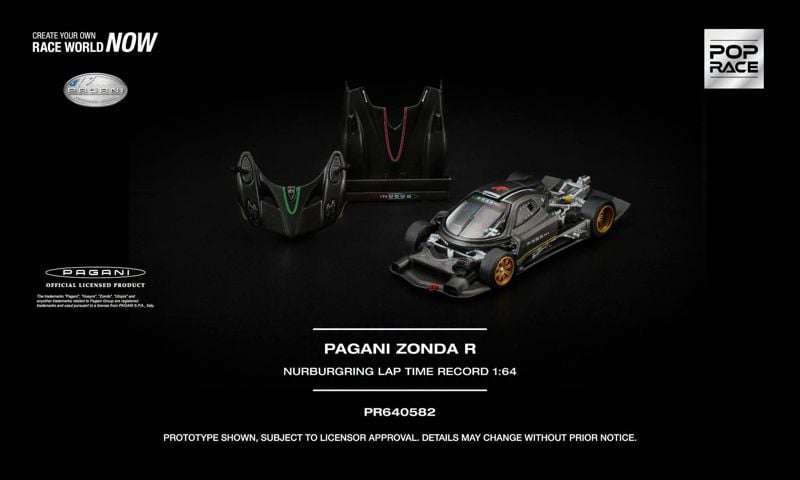  Mô hình xe Pagani Zonda R Nurburgring Lap Time Record tỉ lệ 1:64 Pop Race PR640582 