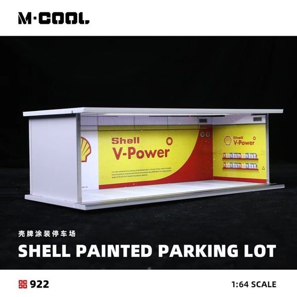 Hộp trưng bày mô phỏng diorama garage trưng bày xe Shell Paint Scheme Parking Lot kích thước 30x13.3x10cm tỉ lệ 1:64 M Cool MC914922 