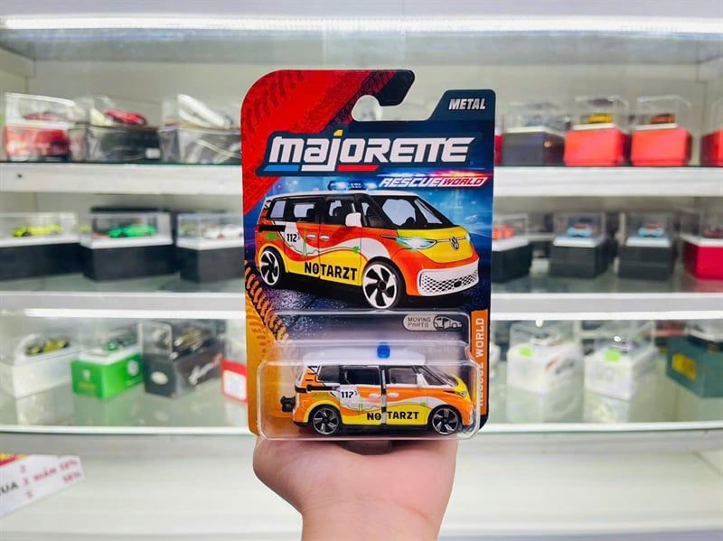  Mô hình xe Rescue World Volkwagen ID Buzz Notarzt yellow tỉ lệ 1:64 Majorette 8503100001 