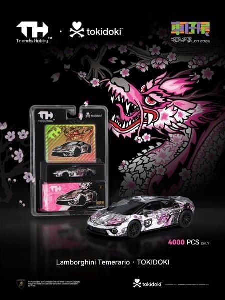  Mô hình xe Lamborghini Temerario Tokidoki HKTCS 2026 tỉ lệ 1:64 Trends Hobby 241082 