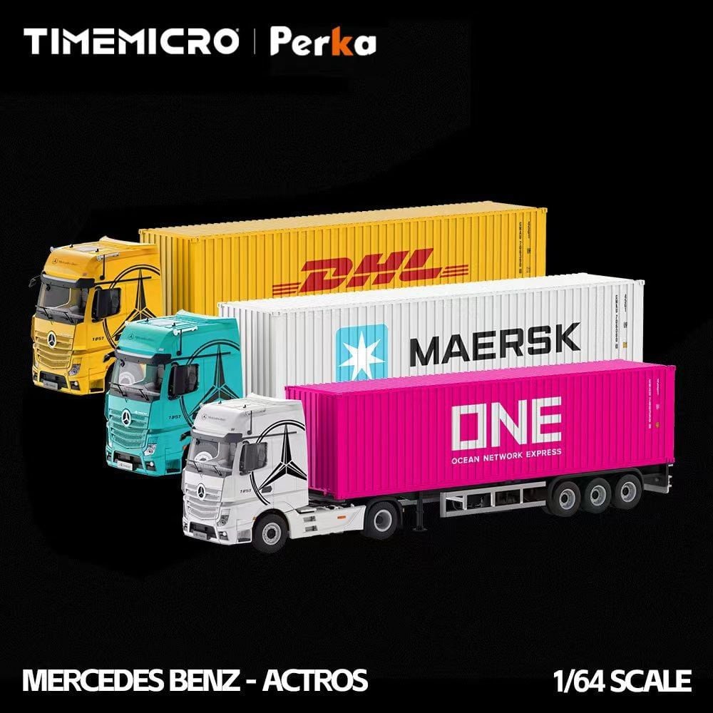  Mô hình xe container kéo thùng Mercedes Benz Actros tỉ lệ 1:64 TimeMicro & Perka TM646741 