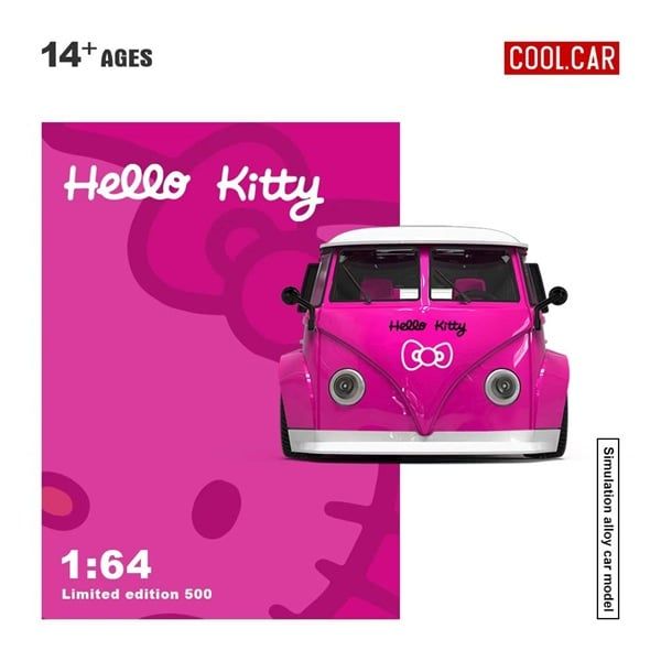  Mô hình xe Volkswagen T1-Deep Pink Hello Kitty tỉ lệ 1:64 Cool Car CC642949 