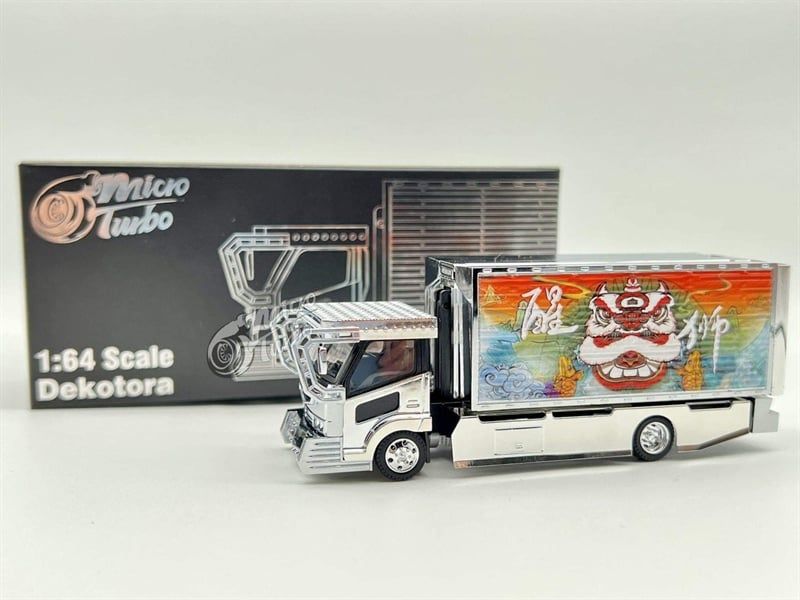  Mô hình xe Isuzu ELF Dekotora Version 2 Wing Custom Truck Silver electroplating tỉ lệ 1:64 Micro Turbo MT6404B1 