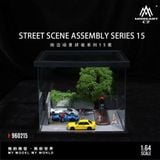  Hộp trưng bày mô phỏng công viên có hàng rào - đèn giao thông hộp mica Street Scene Assembly Series 15 22cm x 19.5cm x 15.5cm tỉ lệ 1:64 MoreArt MO960215 