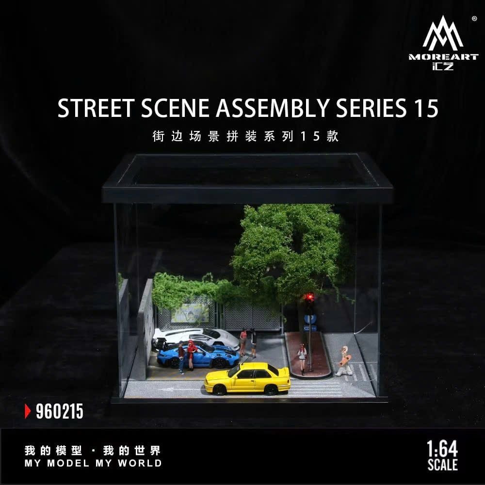  Hộp trưng bày mô phỏng công viên có hàng rào - đèn giao thông hộp mica Street Scene Assembly Series 15 22cm x 19.5cm x 15.5cm tỉ lệ 1:64 MoreArt MO960215 
