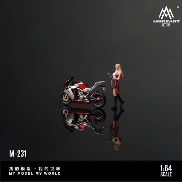  Set mô hình nhân vật nữ và xe mô tô KTM 1190 Red tỉ lệ 1:64 MoreArt MO222231 