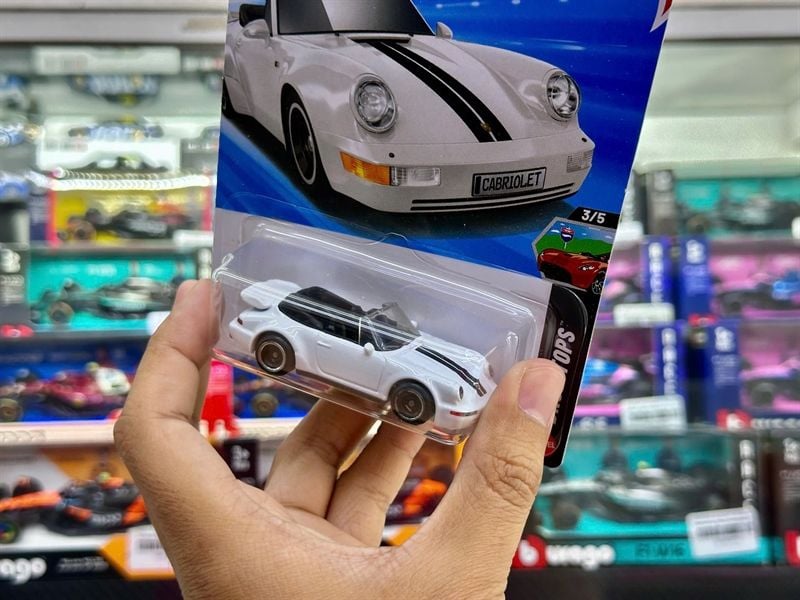  Mô hình xe Porsche 911 Turbo Cabriolet White Hotwheels kim loại có bản quyền chính hãng tỉ lệ 1:64 C4982-PO 