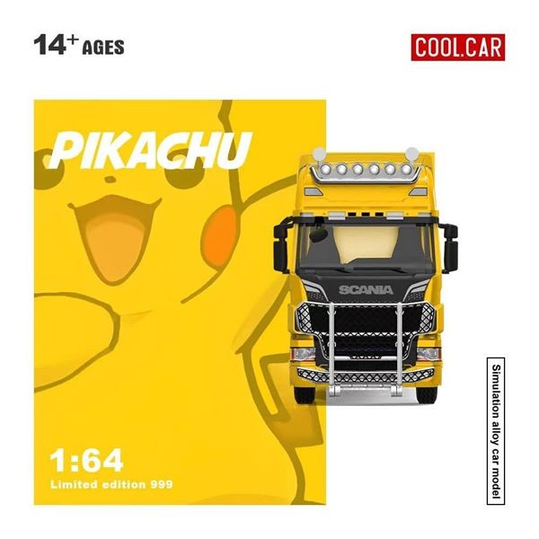  Mô hình xe container Scania S730 V8 container truck Pikachu coating limited 999pcs tỉ lệ 1:64 Cool car CC644025 