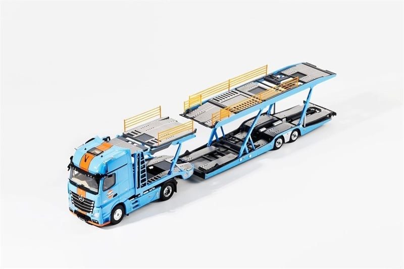  Mô hình xe tải kéo Mercedes Benz Actros Truck vận chuyển xe tỉ lệ 1:64 Shadow Pro Gulf KS-069-619 