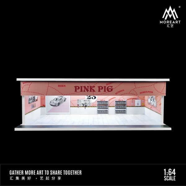  Hộp trưng bày mô phỏng diroram Pink pig repair workshop Lighting Assembly Scene tỉ lệ 1:64 M-cool MoreArt MO914108 