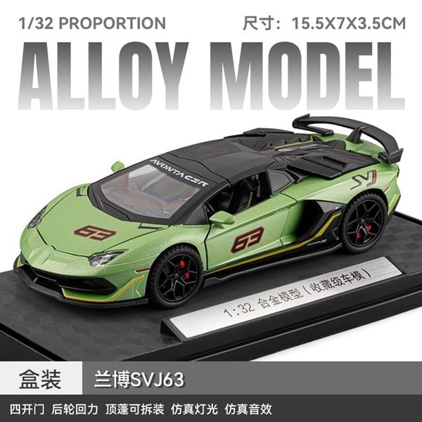  Mô hình xe Lamborghini Aventador SVJ mở full open - đèn nhạc tỉ lệ 1:32 Chezhi CZ32593 