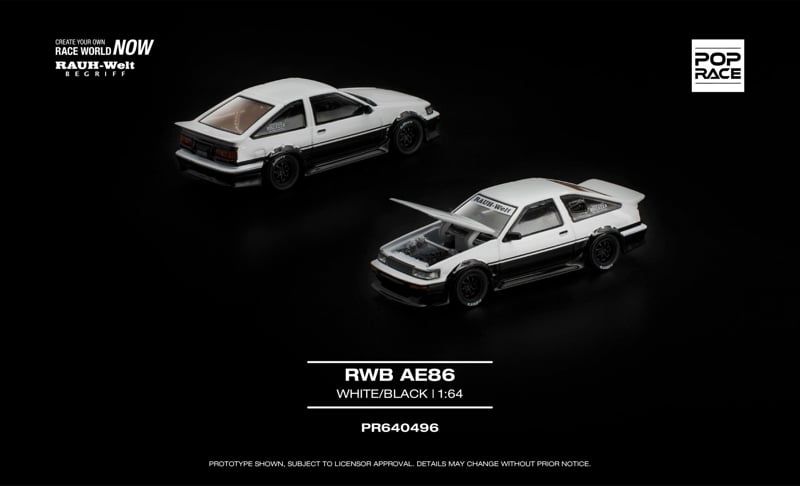  Mô hình xe RWB AE86 White / Black tỉ lệ 1:64 Pop Race PR640496 