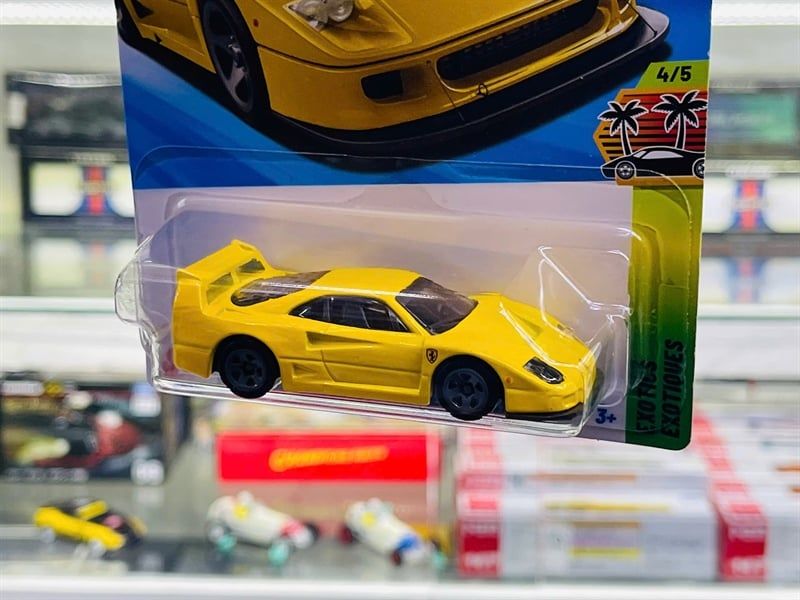  Mô hình xe Ferrari F40 Competizione Yellow Hotwheels kim loại có bản quyền chính hãng tỉ lệ 1:64 C4982-FE 