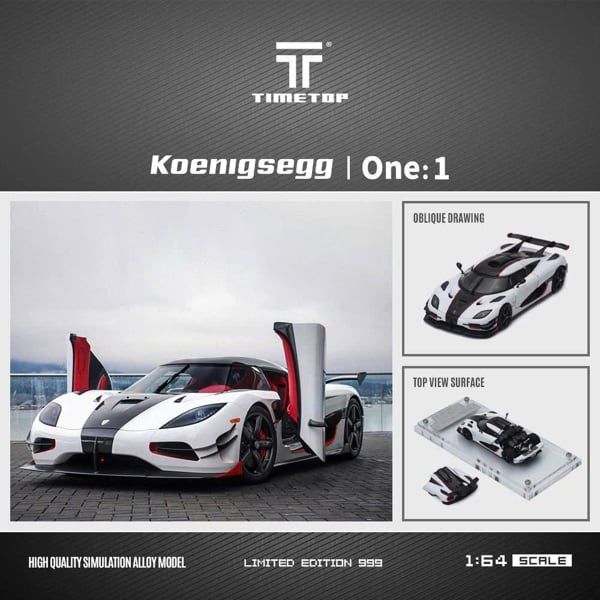 Mô hình xe ô tô Koenigsegg One:1 mở được nắp máy tỉ lệ 1:64 Timetop TT644811 