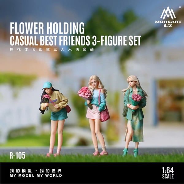  Set mô hình nhân vật figure 3 cô gái cầm hoa Flower Picking Leisure Three Person Doll tỉ lệ 1:64 MoreArt MO223105 